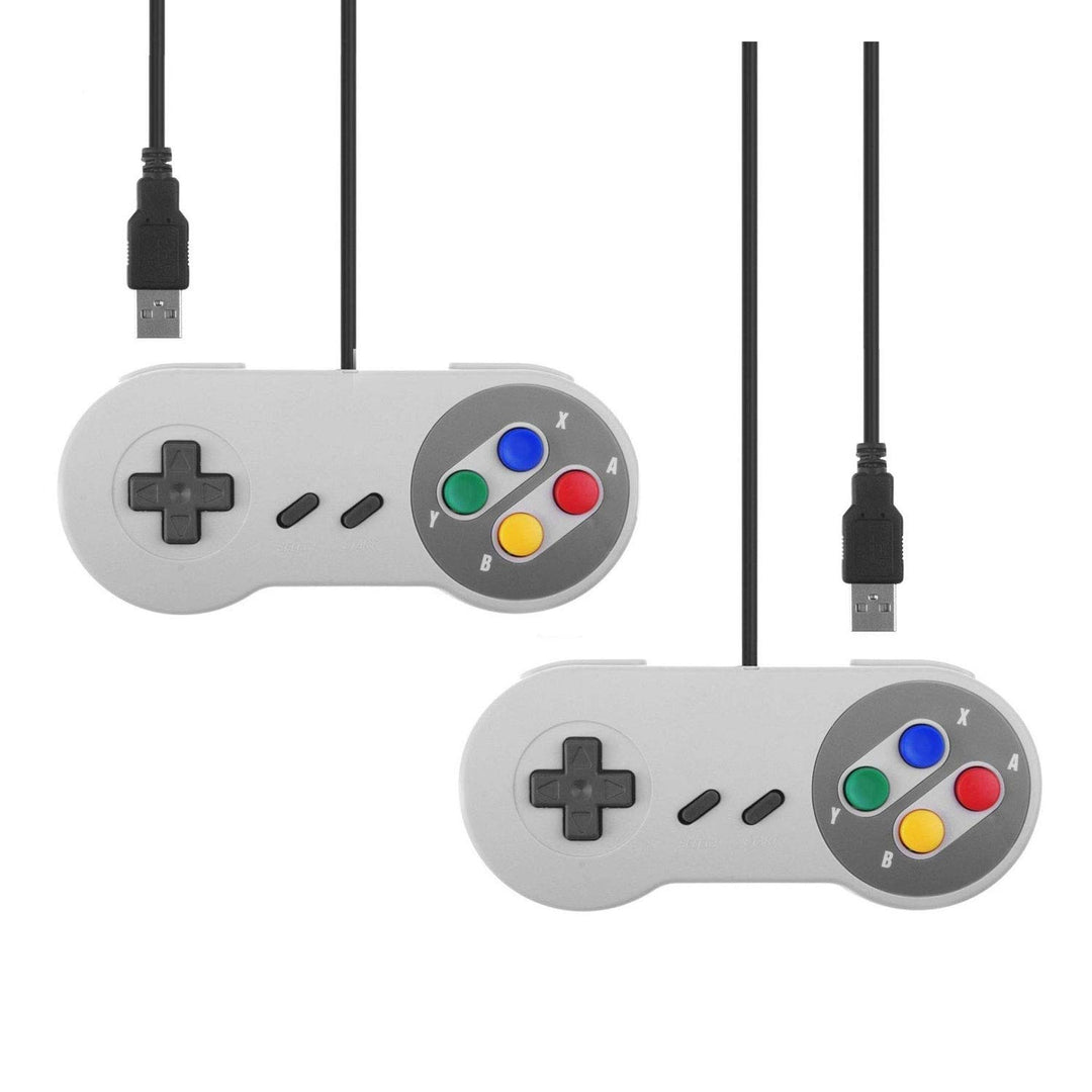 TRIXES 2x kabelgebundene USB-Controller – kompatibel mit SNES-Emulatoren – Retro Gaming Joypads Game