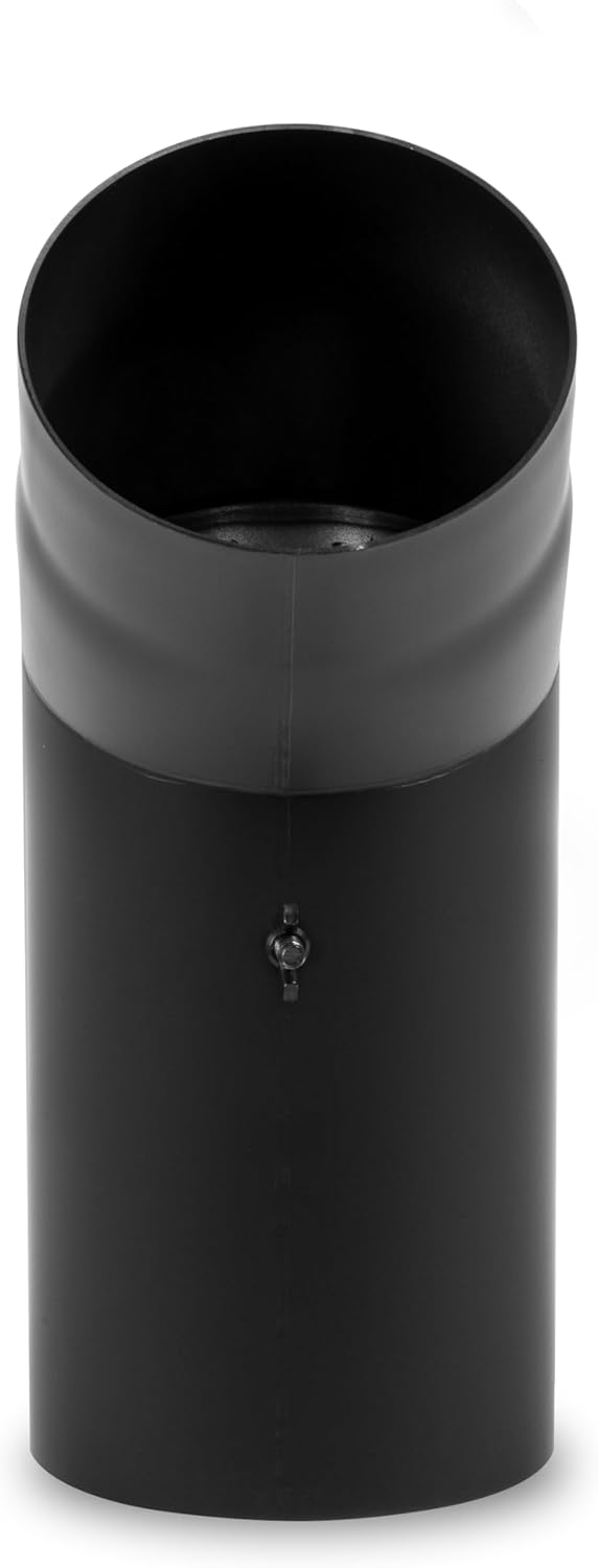 EWO Ofenrohr-Bogen 150 mm Durchmesser - Bogen 45° mit Tür Schwarz - Senotherm-Beschichtung - russbes