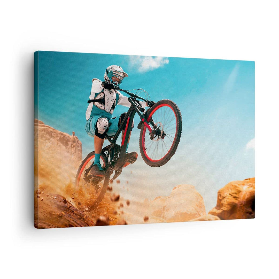 Bilder auf Leinwand Fahrrad Sport Helm Leinwandbild mit Rahmen 70x50cm Wandbilder Dekoration Wohnzim