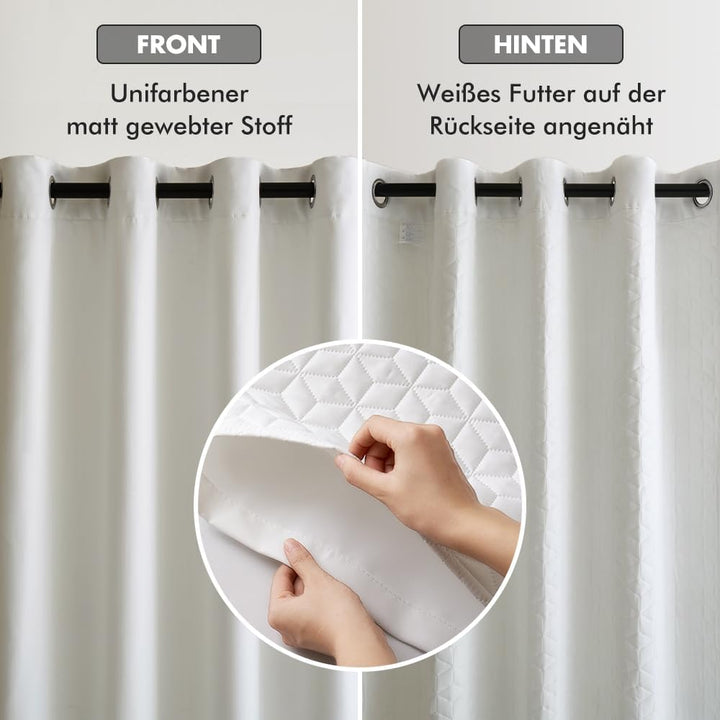 MIULEE Thermovorhang Kälteschutz mit Gestepptem Futter, Weiss Doppellagige Thermo Vorhang Gegen Kält