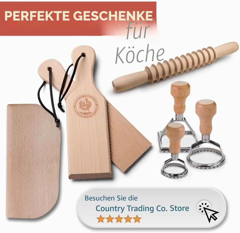 Gnocchi-Brett und Butterpaddel-Set mit Rezeptbuch | Pastamaker Geschenk für Köche | Seien Sie ein Ex
