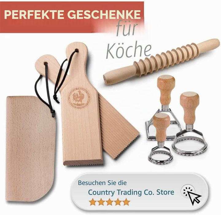 Gnocchi-Brett und Butterpaddel-Set mit Rezeptbuch | Pastamaker Geschenk für Köche | Seien Sie ein Ex