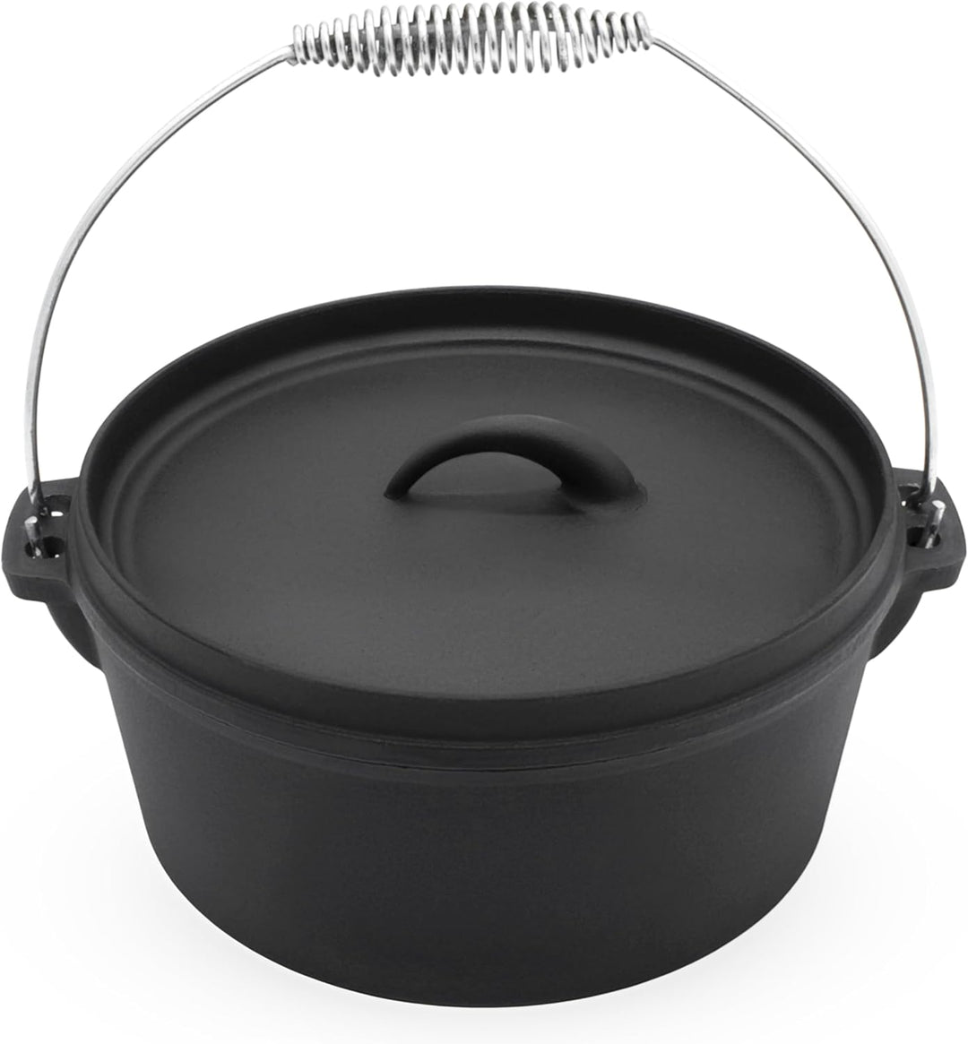 Spetebo Dutch Oven 25 cm - Gusseisen Feuerkessel mit Tragegriff - Feuer Koch Topf Bräter, Dutch Oven