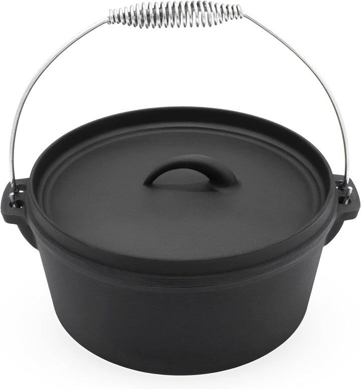 Spetebo Dutch Oven 25 cm - Gusseisen Feuerkessel mit Tragegriff - Feuer Koch Topf Bräter, Dutch Oven