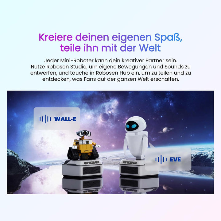 Robosen WALL·E &amp; EVE Mini-Roboter Sammlerset – Interaktive Disney Pixar Smart-Roboter mit Stimme, Li
