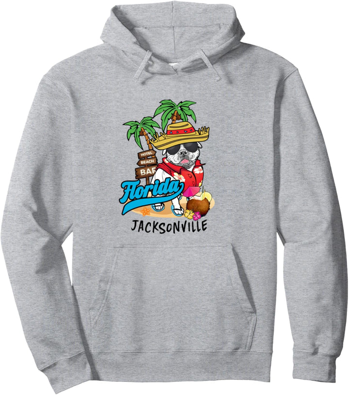 Jacksonville Florida Beach Party Bulldog Vacation Souvenir Pullover Hoodie