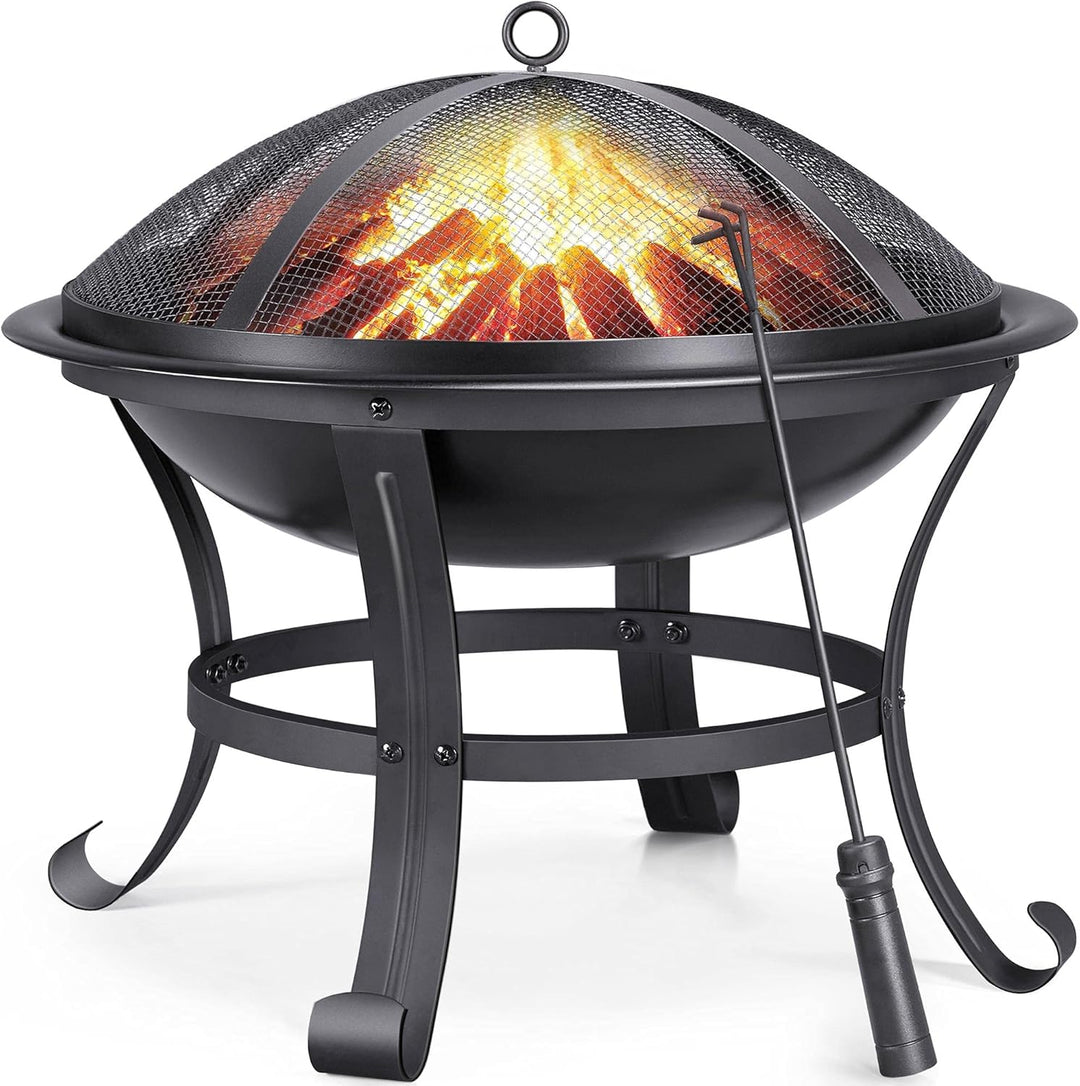 Yaheetech φ54 cm Feuerschale Garten Feuerstelle mit Schürhaken und Kohlerost Feuerkorb mit Funkensch