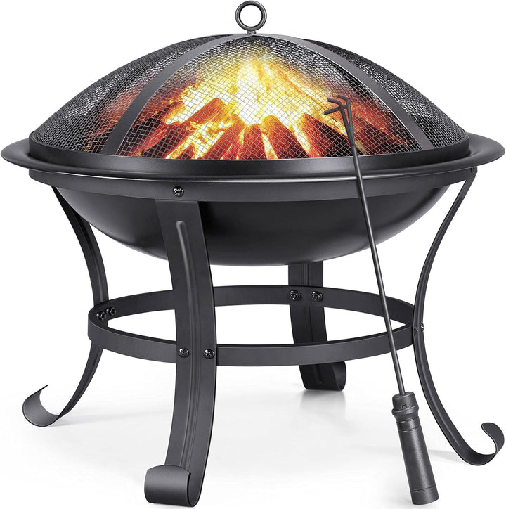 Yaheetech φ54 cm Feuerschale Garten Feuerstelle mit Schürhaken und Kohlerost Feuerkorb mit Funkensch
