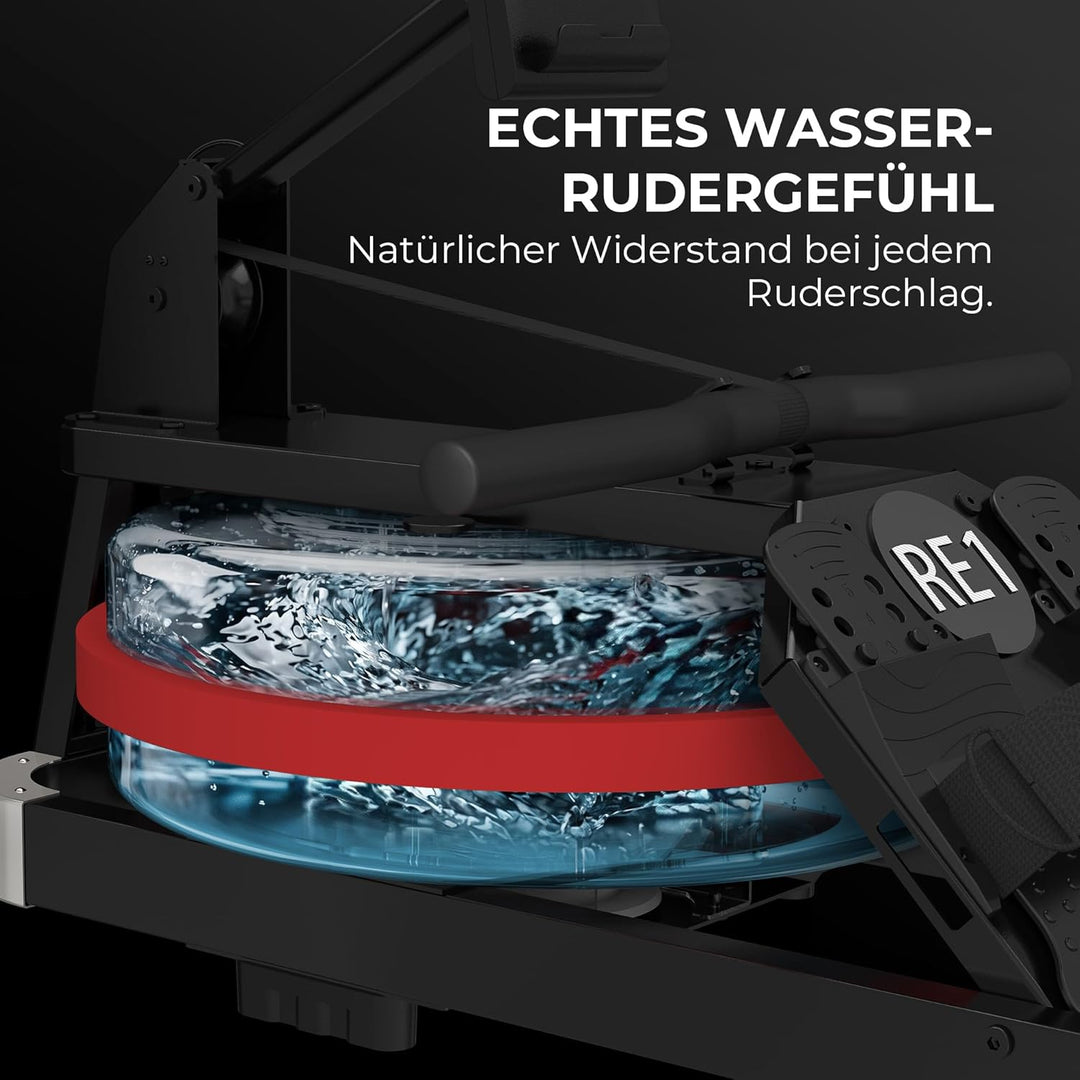 RE1 Wasser-Rudergerät klappbar mit 14-L-Wassertank für Zuhause | Kinomap-kompatibel, LCD-Display, st