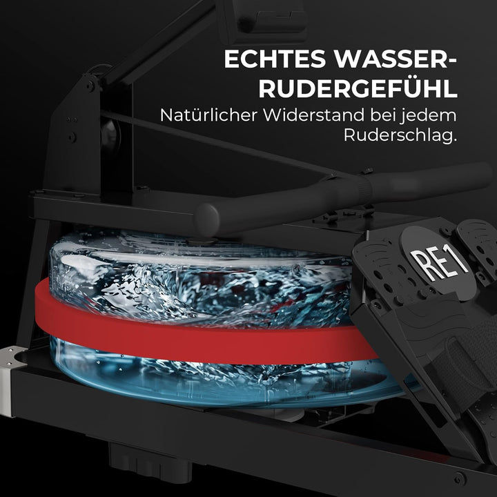 RE1 Wasser-Rudergerät klappbar mit 14-L-Wassertank für Zuhause | Kinomap-kompatibel, LCD-Display, st