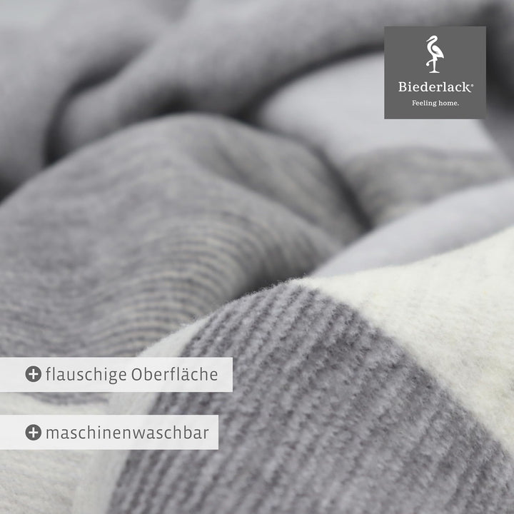 biederlack® Kuscheldecke Pure Cotton Karo grau, Sofadecke in 150x200 cm