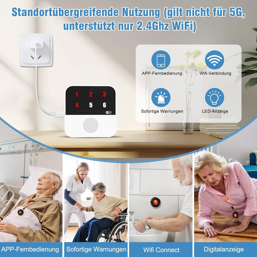 ChunHee Notrufknopf für Senioren Senioren Notruf Tuya WiFi Smart Notrufklingel Alert System für älte