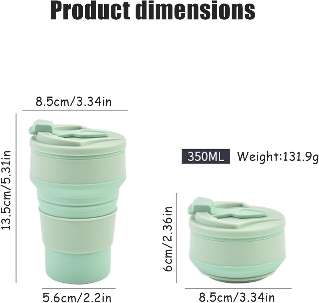 Faltbarer Reisebecher, Silikon, mit Deckel, 350ml, 4 Stück | Wiederverwendbar, Für Camping, Für Wand