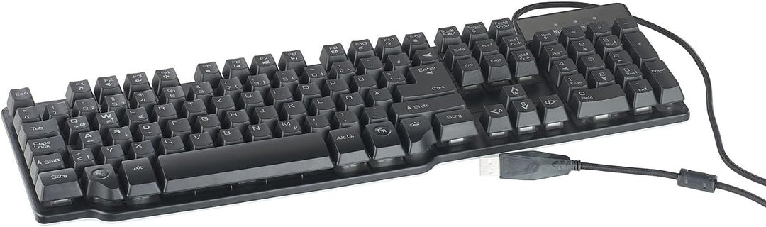 GeneralKeys LED Tastatur: Halbmechanische USB-Gaming-Tastatur, 7-farbig beleuchtet, wasserfest (Tast