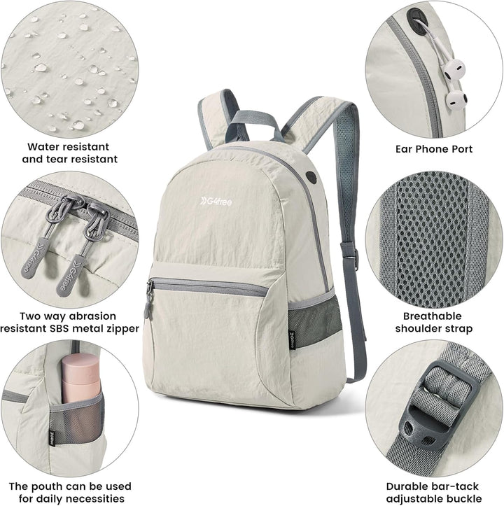 G4Free 20L Faltbarer Rucksack Ultraleichter Wanderrucksack Daypack für Männer Frauen und Kinder für