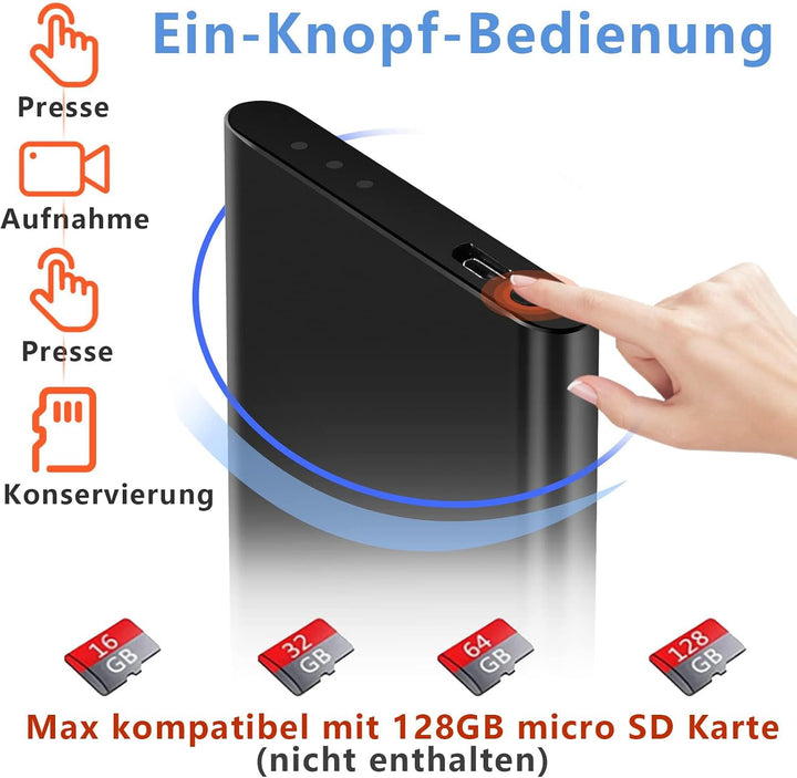 TANGMI Powerbank Kamera 1080P, Schwerkraftsensor, Mini Body Kamera, Loop