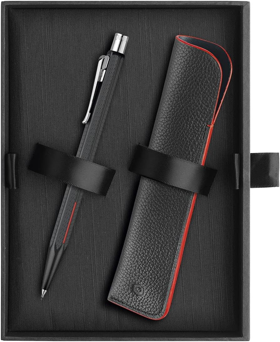 Caran d'Ache Geschenkset Ecridor Racing Minenhalter mit Etui Messing/Chrome Schwarz-Rot, Grösse: 13,