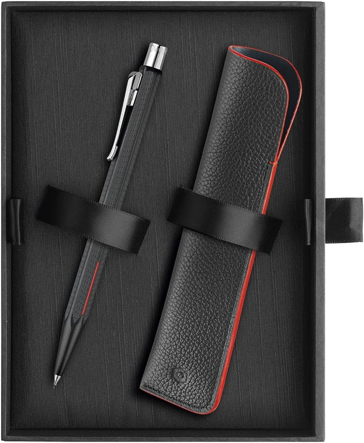 Caran d'Ache Geschenkset Ecridor Racing Minenhalter mit Etui Messing/Chrome Schwarz-Rot, Grösse: 13,