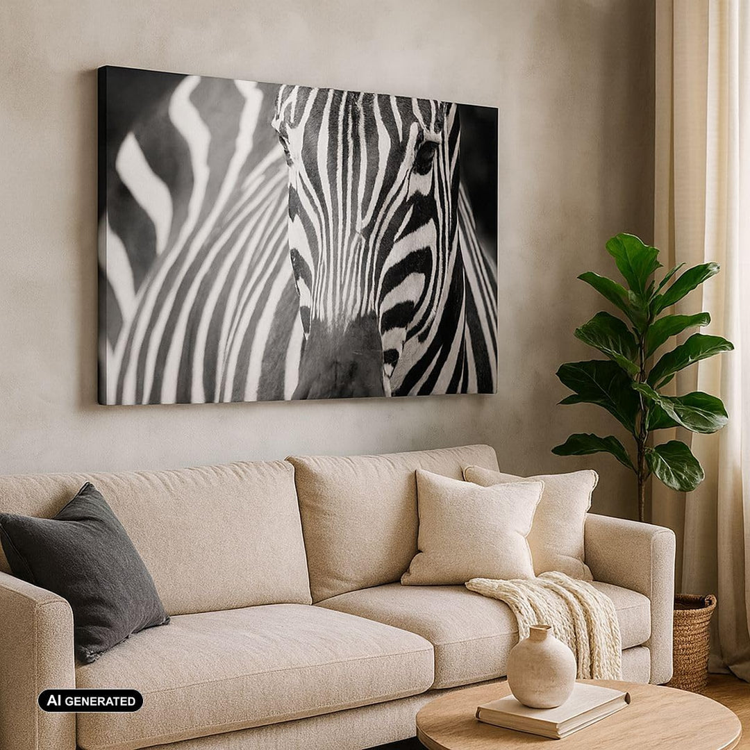 ARTTOR Bilder auf Leinwand 100x70cm Leinwandbild Tiere Zebra gestreift Gross Wanddeko Bild Schlafzim