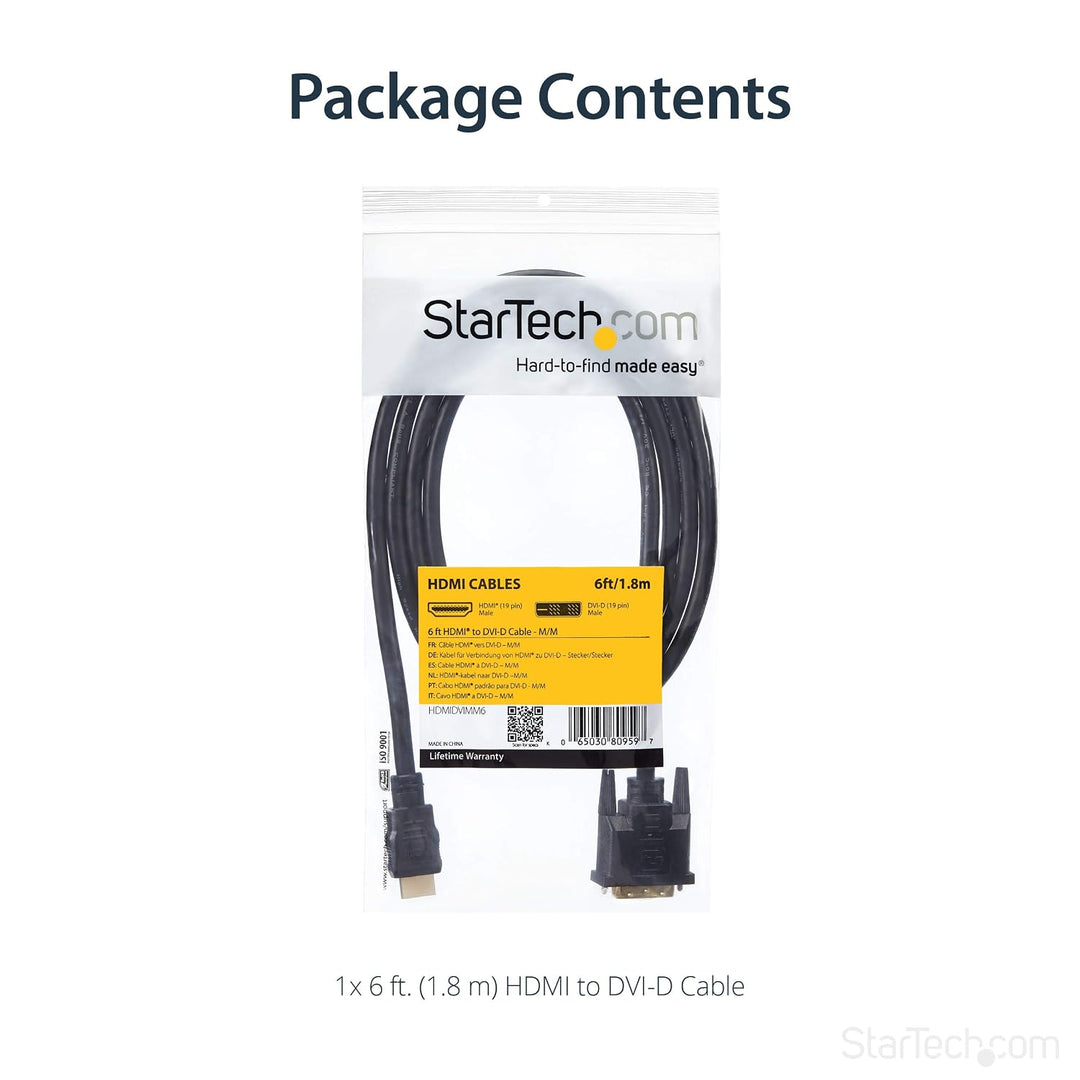 StarTech.com 1,8m HDMI auf DVI-D Kabel - HDMI/DVI Anschlusskabel - St/St (HDMIDVIMM6) (Packung mit 2