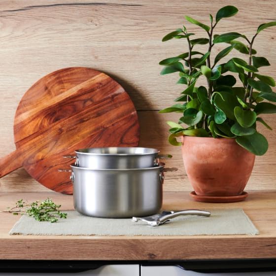 Alchimy Loqy Kochtopf-Set, 2-teilig, Edelstahl, 3-lagig, abnehmbarer Griff aus Edelstahlguss