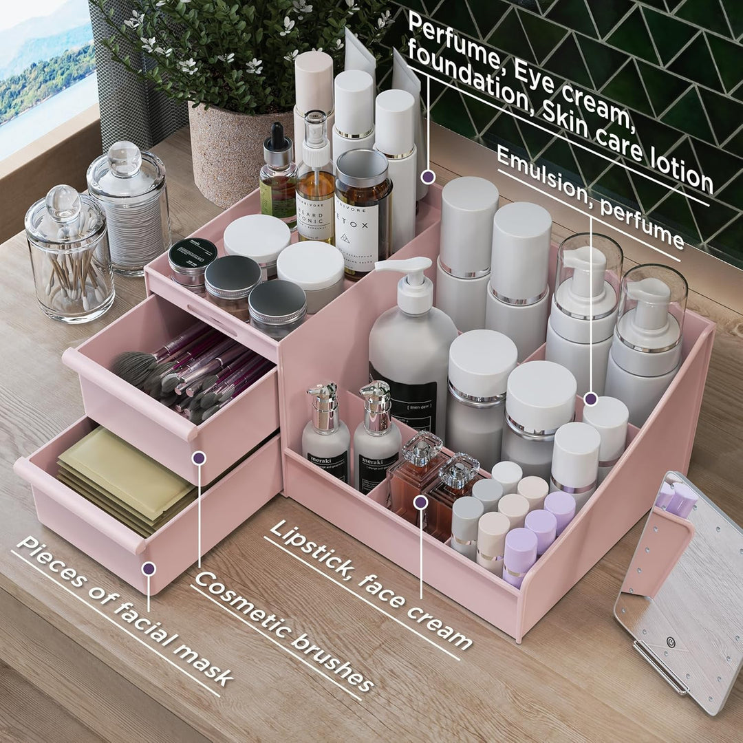 DancesCat Make Up Kosmetik Organizer mit Schubladen, Makeup Organizer Aufbewahrung Kosmetikbox für W