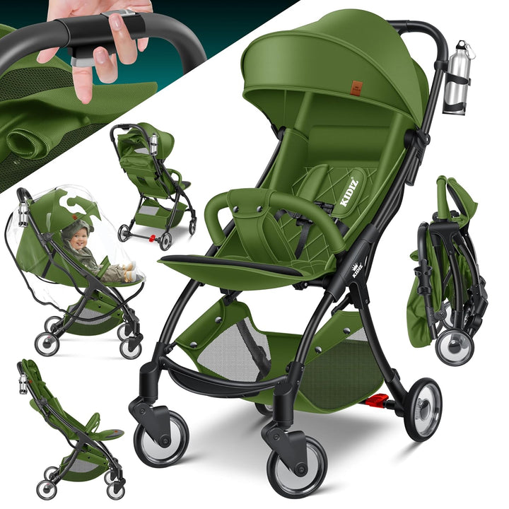 KIDIZ® Kinderwagen Premium Kinderbuggy klappbar Liegebuggy Sportwagen Faltbar 360°Räder 5-Punkt Gurt