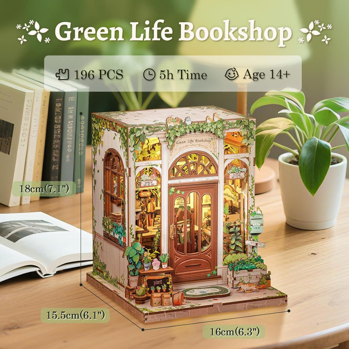 CUTEBEE Book Nook Kit - DIY Holz Miniature House Garten, Miniatur Haus Selber Bauen Bücherregal Deko