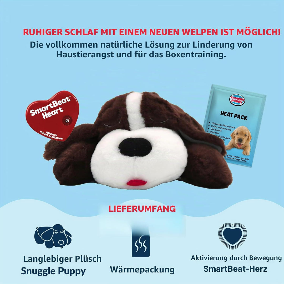 Snuggle Puppy Original Kuscheltier mit Herzschlag für Hunde – Beruhigendes Hundespielzeug gegen Angs