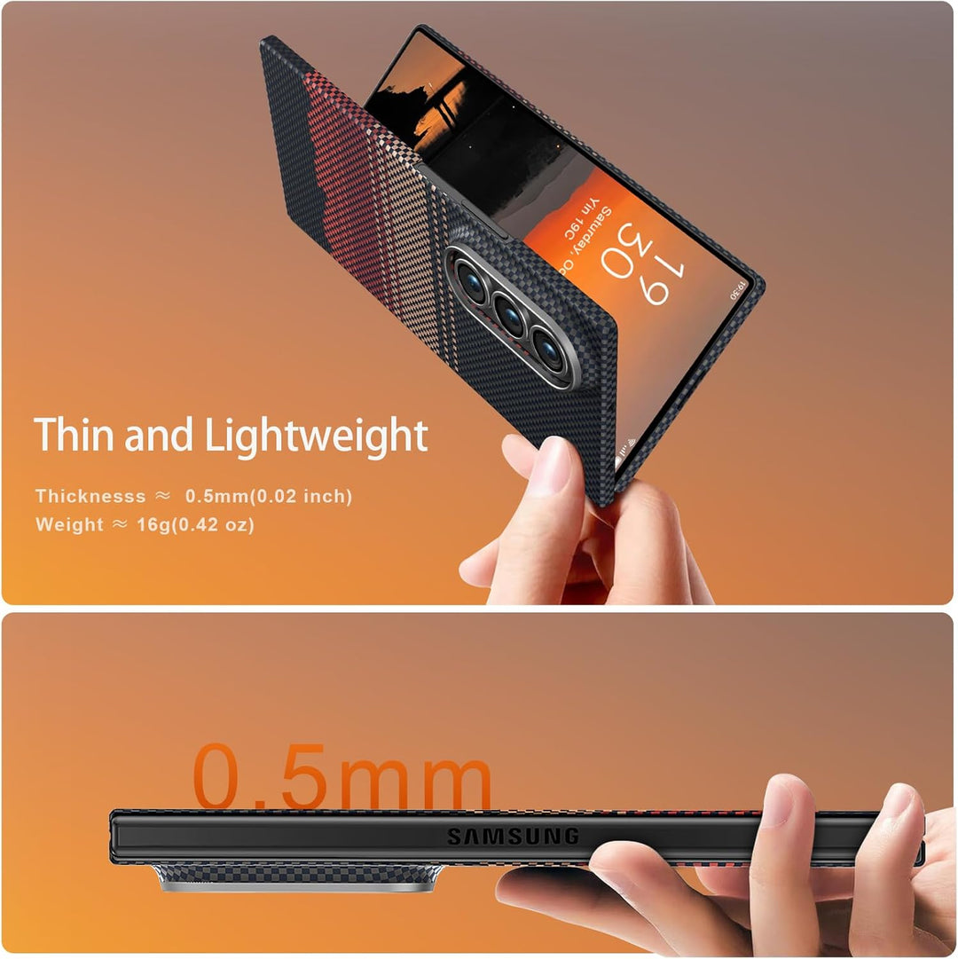 memumi Carbon Hülle für Galaxy Z Fold 7, mit Schutzfolie auf der Vorderseite, 0,5 mm Superdünne, Hül