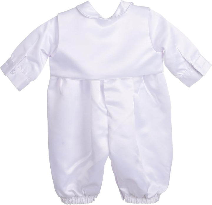 Lito Angels Satin Taufkleidung Taufanzug mit Hut für Baby Junge, Taufe Strampler Body Weiss Anzug, G