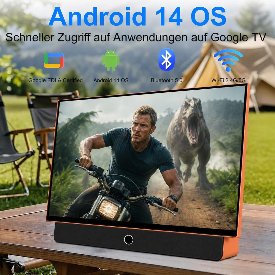 OFD Portable Smart TV 27 Zoll,Outdoor Fernseher 1080P Android14 OS,8Ω Dolby Audio,100% sRGB,WiFi-Unt