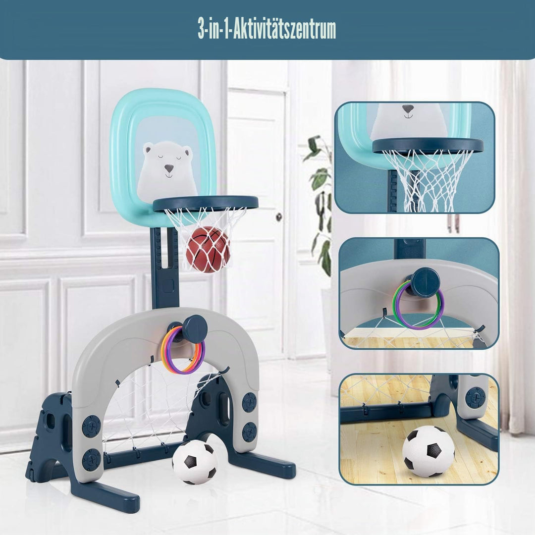 Basketballkorb-Set, 3-in-1 Kinder-Basketballständer, Sport, Aktivitätszentrum, Ballspiele, verstellb