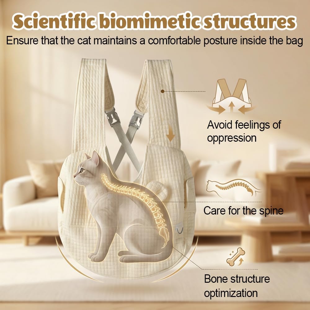 Hundetragetasche, Atmungsaktive Hund Reisen Tasche aus Gestepptem Stoff für Hunde und Katzen Beige,