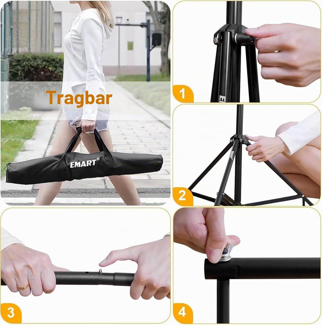 EMART Foto Hintergrund Ständer Fototudios, 2,6m x 3m Verstellbarer Hintergrundsystem mit 6 Hintergru