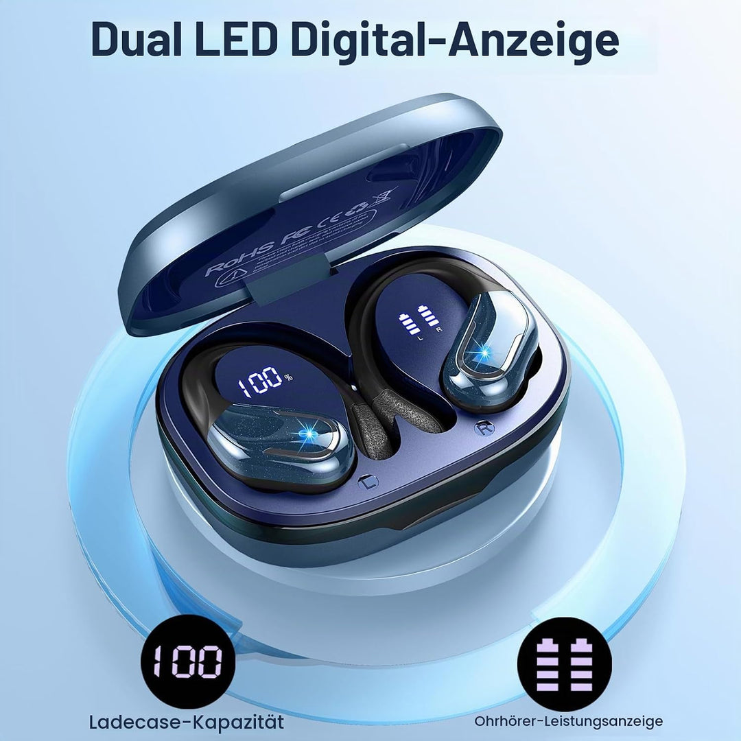 Rulefiss Kopfhörer Kabellos Bluetooth, 75Std Bluetooth 5.4 Kopfhörer Sport | 2026 Bass HiFi Stereo,