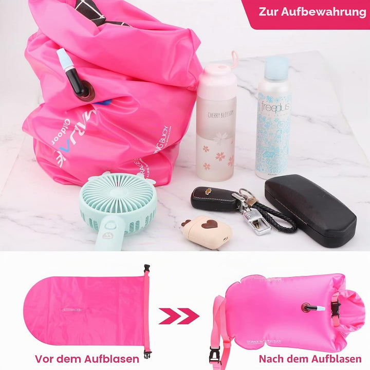 Schwimmboje,20L Trockensack Boje Schwimmen Aufblasbare mit Wasserdichter Handytasche,Swimming Buoy f
