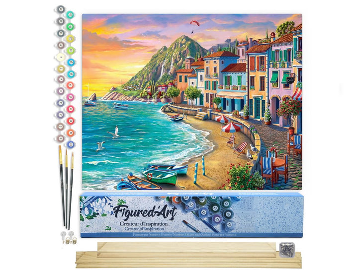 Figured'Art Malen Nach Zahlen Erwachsene Mit Rahmen Strandurlaub - Paint by Numbers Basteln DIY Bast
