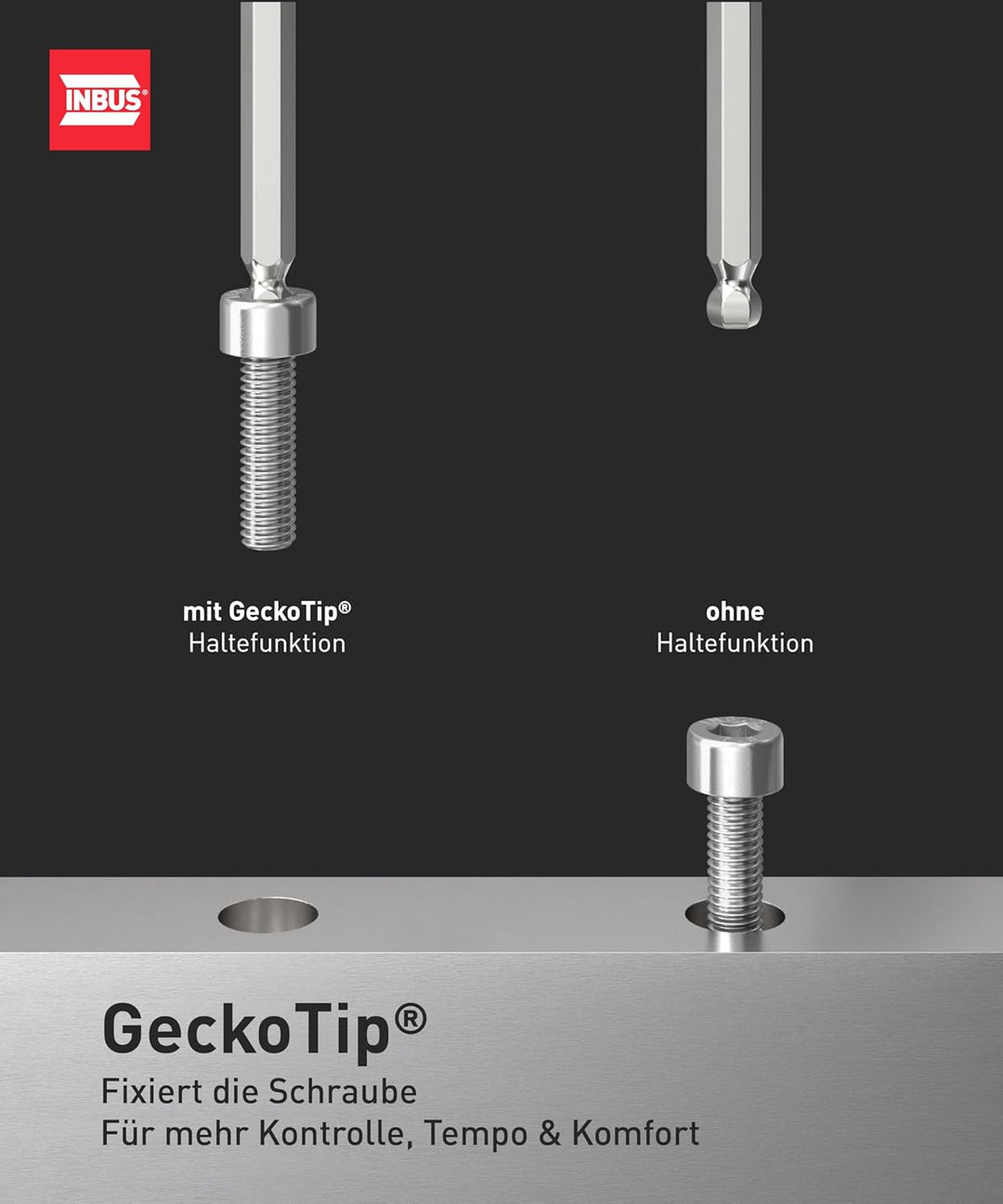 INBUS® 76893 — Das Original. Made in Germany — Set 9tlg, 1.5–10mm, mit GeckoTip® & Kugelkopf 9× (1.5