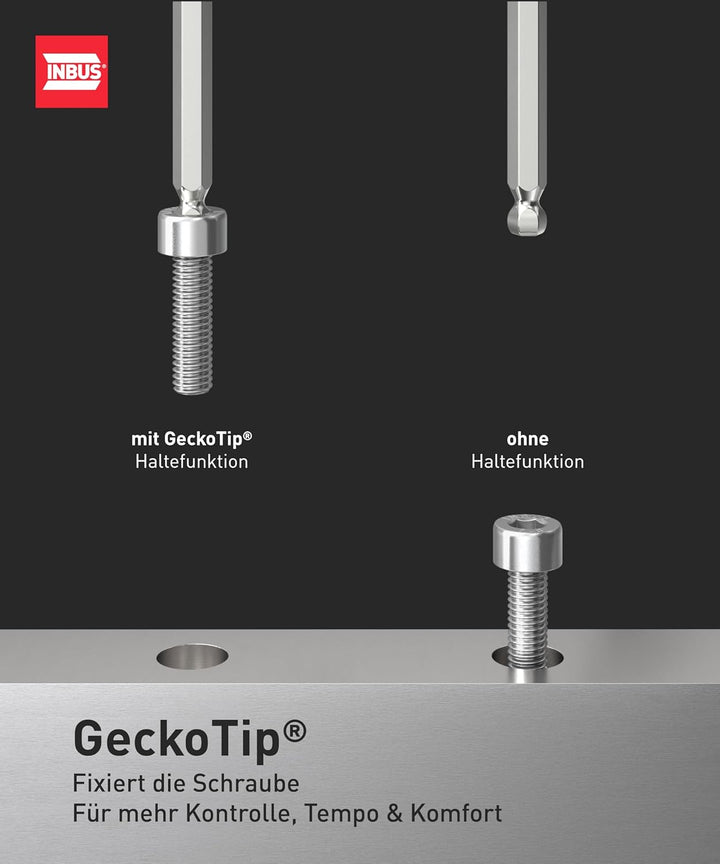 INBUS® 76893 — Das Original. Made in Germany — Set 9tlg, 1.5–10mm, mit GeckoTip® & Kugelkopf 9× (1.5