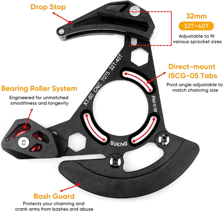 BESNIN Kettenführung ISCG-05 Mountainbike Kettenführung Bike MTB Kettenführung für 1x System Schwarz