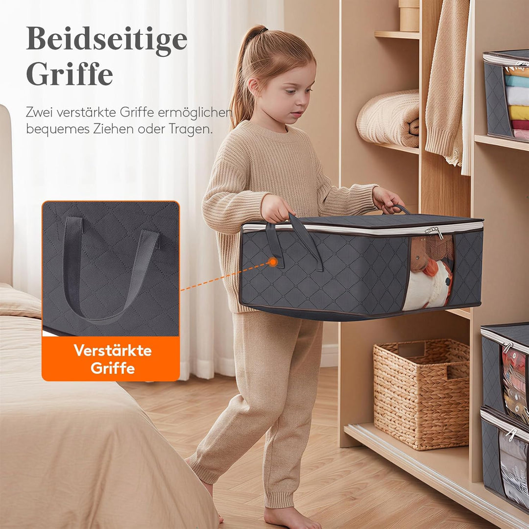 Lifewit 4 Stück Aufbewahrungsbeutel 35L mit Sichtfenster, Faltbare Unterbettkommoden für Kleidung &
