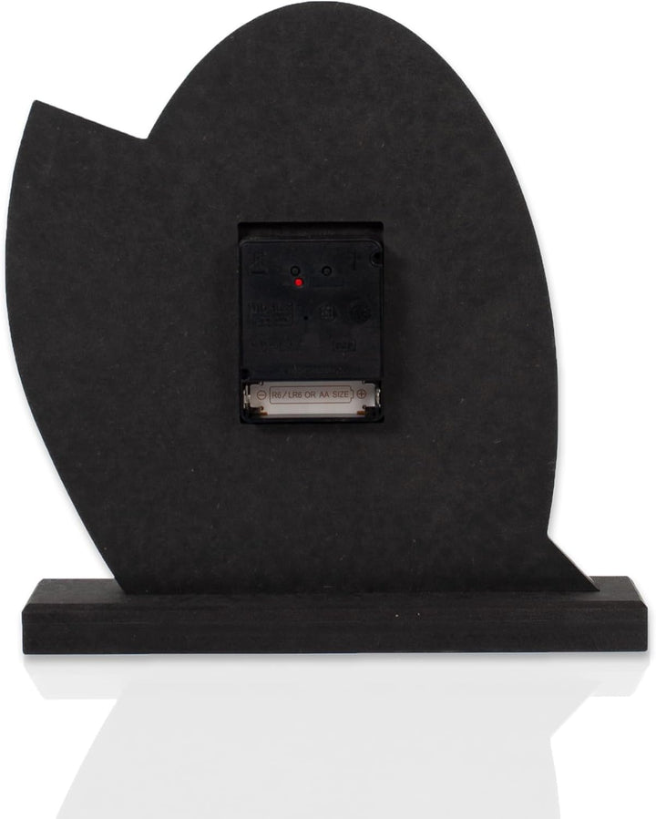 Kreative Feder Designer-Standuhr „Silver Dome“ aus Holz - Tischuhr in modernem Metallic-Look schwarz