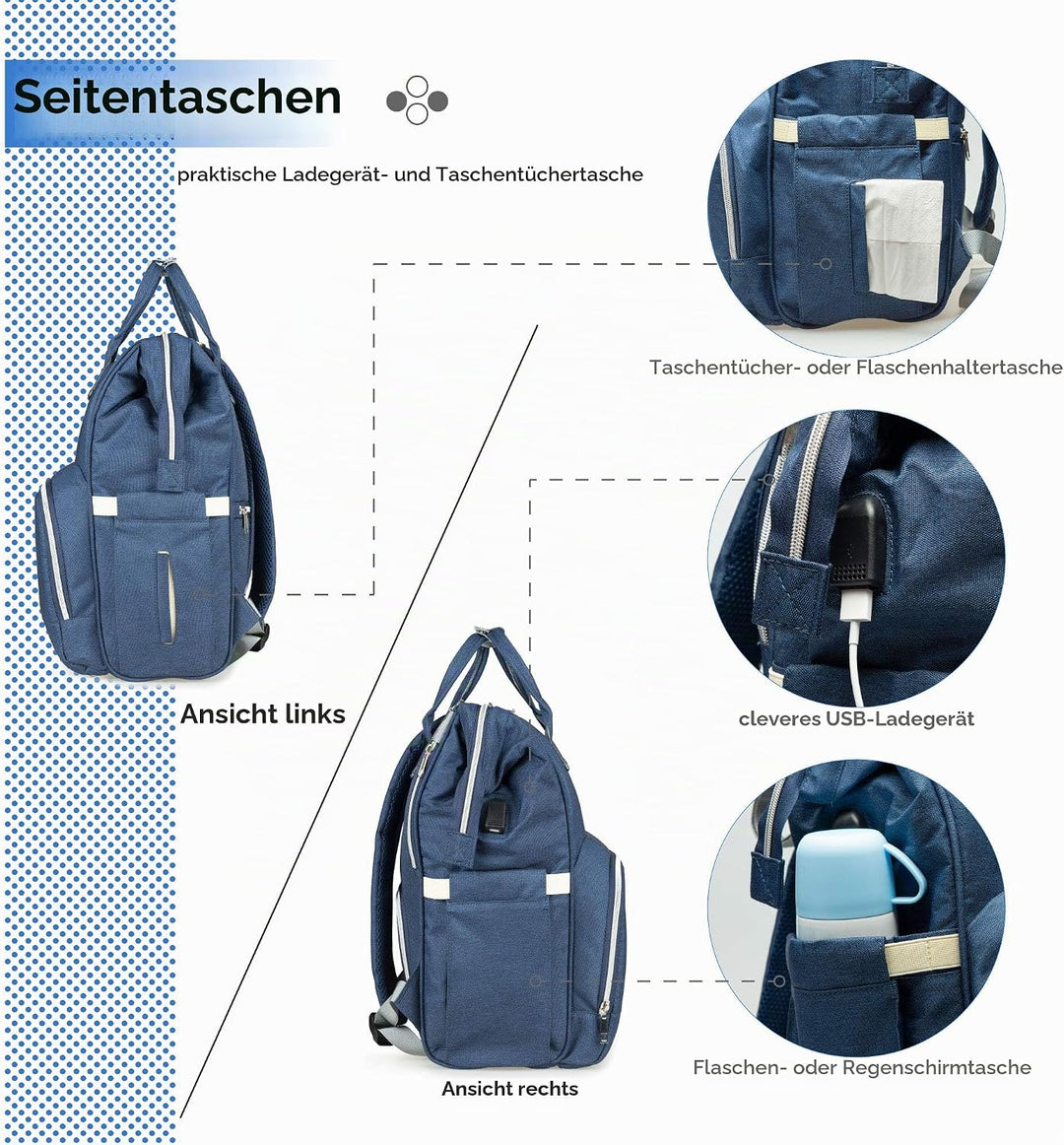 NEVEQ Baby Wickelrucksack, Babytasche für Reise, Wickeltasche Grosse Kapazität, Multifach Reise Ruck