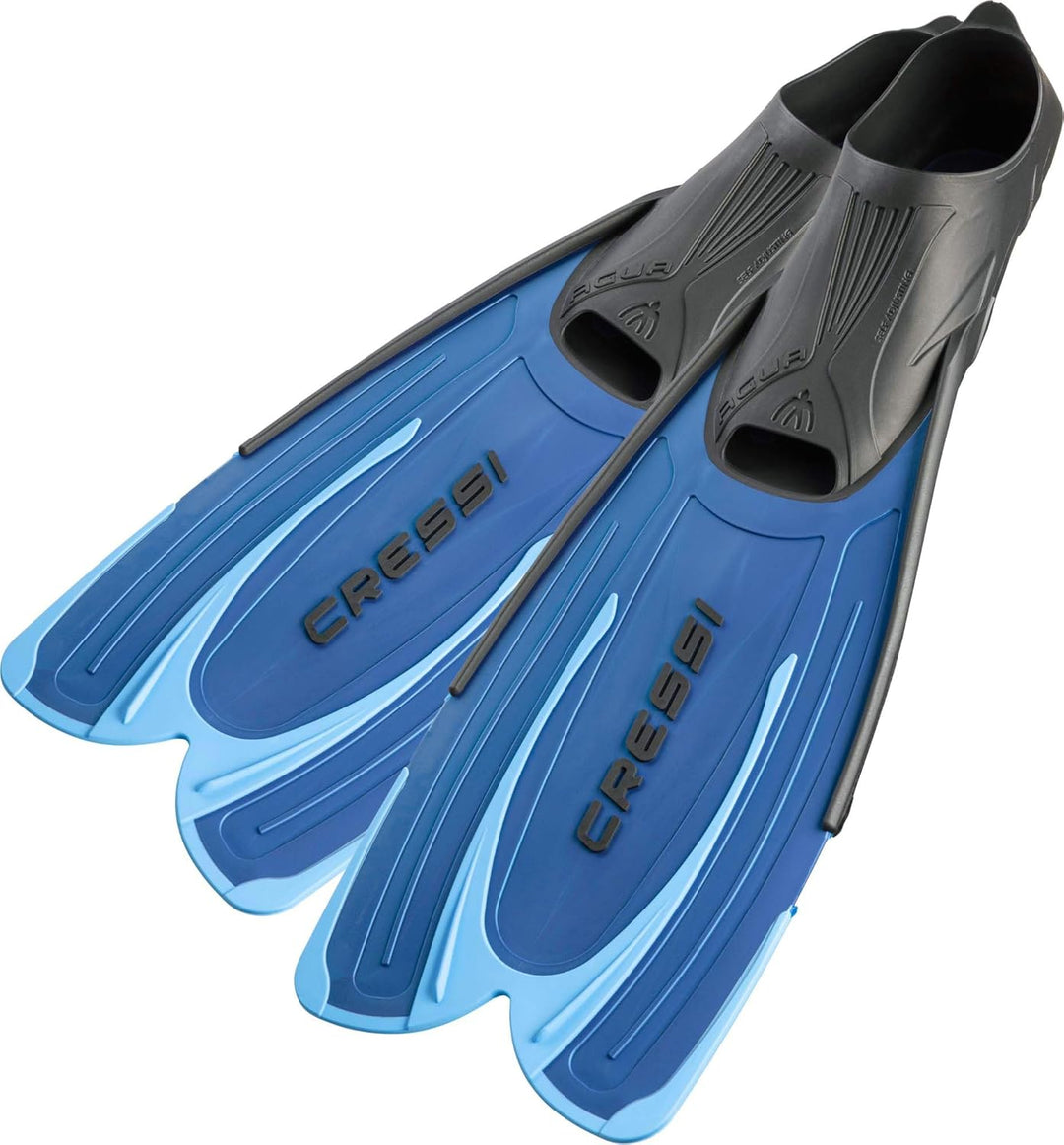 Cressi Agua Premium Flossen Self Adjusting zum Tauchen, Apnoe, Schnorcheln und Schwimmen Blau 41/42