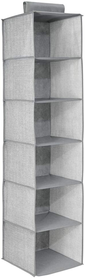 mDesign 2er-Set hängender Stoffschrank – 6 Regalfächer – idealer Hängeschrank aus Stoff für das Schl