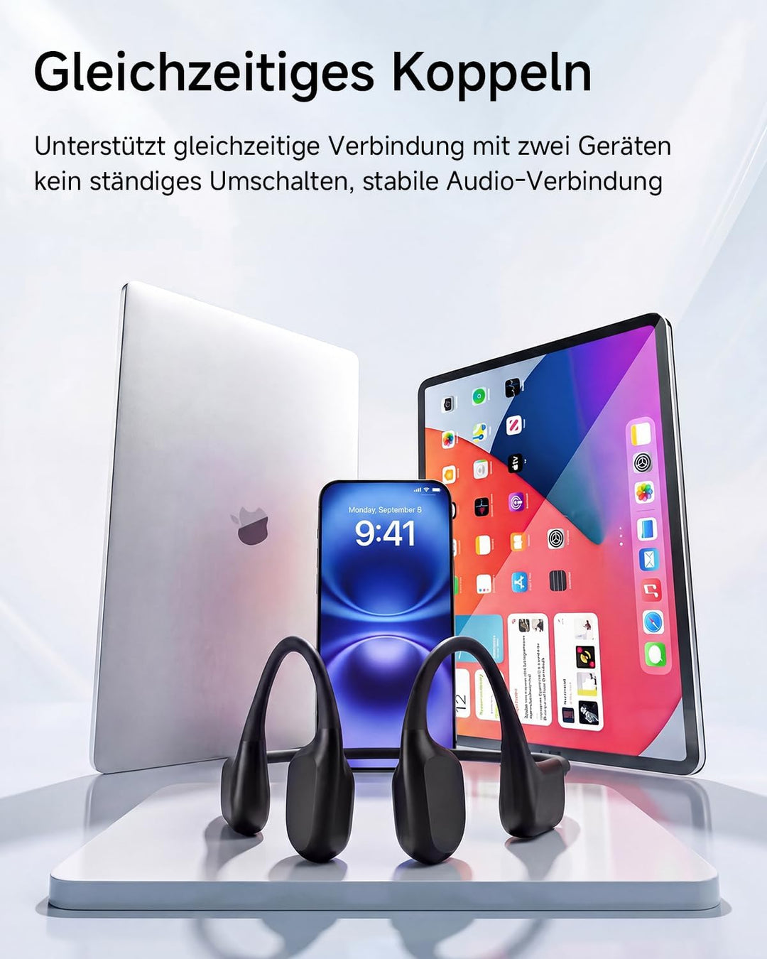 Kopfhörer Schwimmen IP68 Wasserdicht, 16GB MP3 Knochenschall Kopfhörer, Bluetooth 6.0, 8H Akku, Ergo