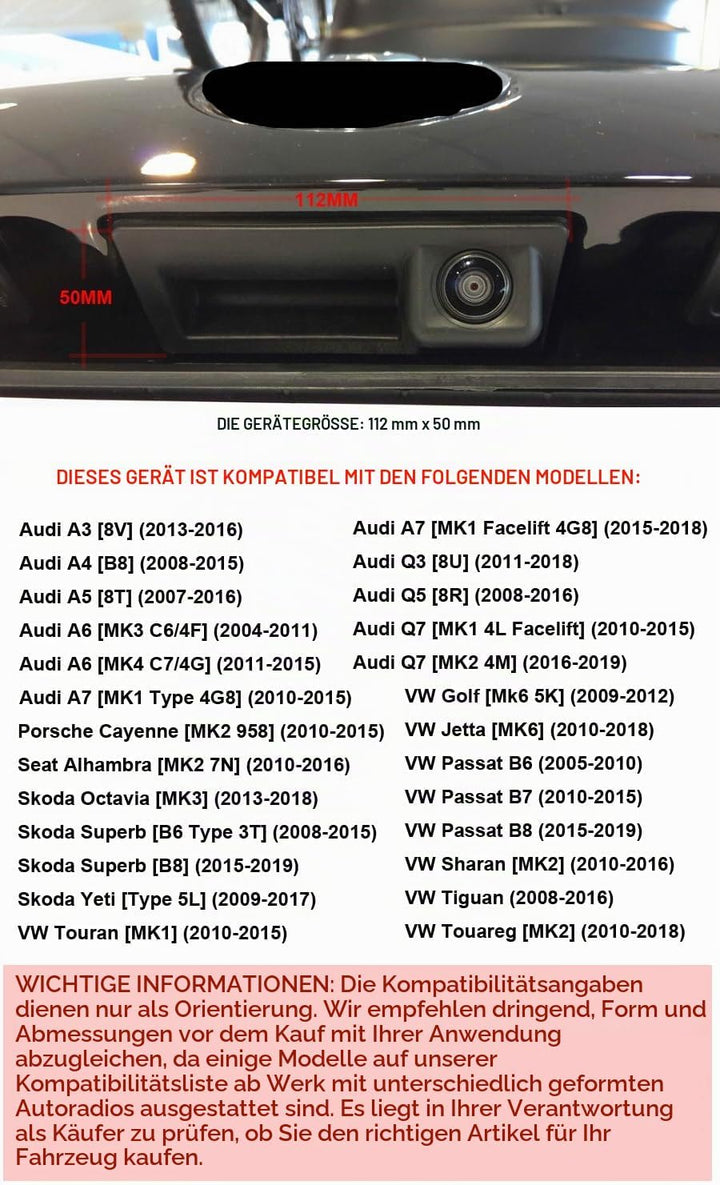 CCD HD 170° Auto Einparkkamera Rückfahrkamera für Audi A3 8V A4 B8 A5 8T A6 MK3 MK4 A7 MK1 Audi A6 M
