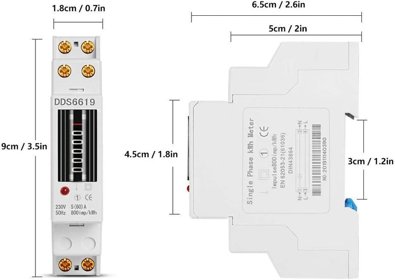 Einphasen-Energiezähler, Digitaler Stromzähler DIN-Schiene KWH-Zähler 1P Einphasen-Zähler Haushaltsg