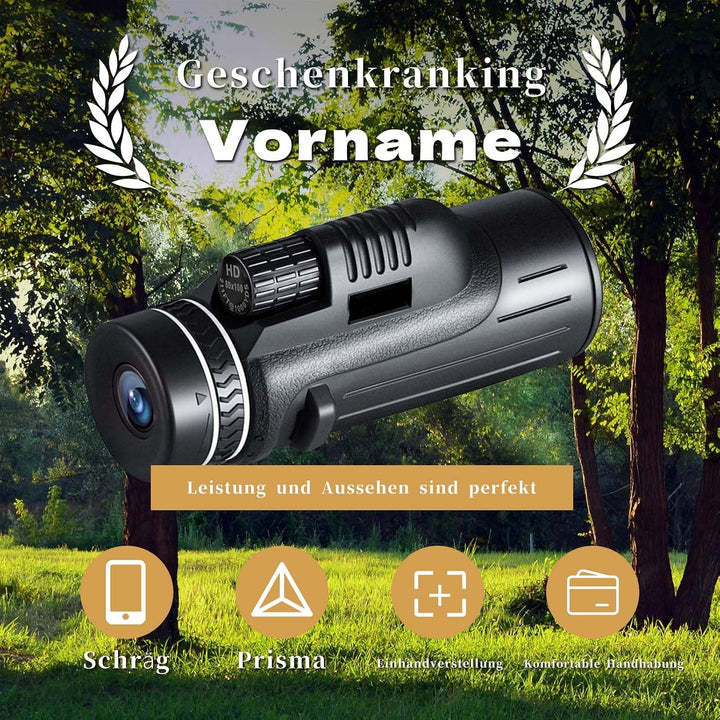 Monokular mit Smartphone-Halterung und Mini-Stativ | BAK4-Prisma und FMC-Optik, inklusive Smartphone